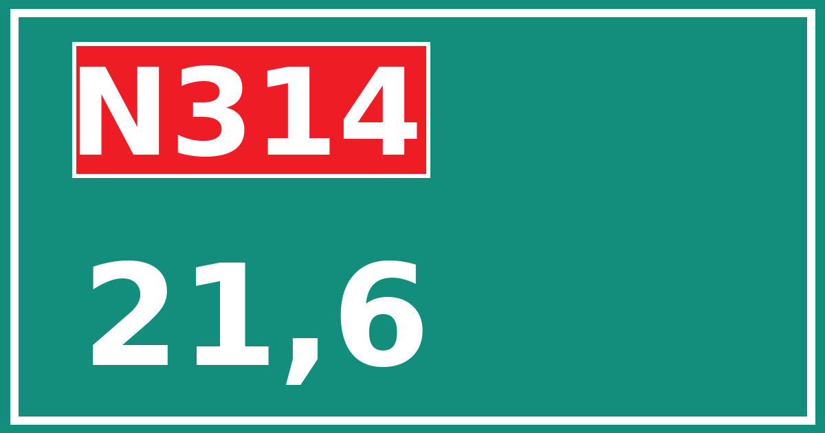 Hectometerbord N314 21,6