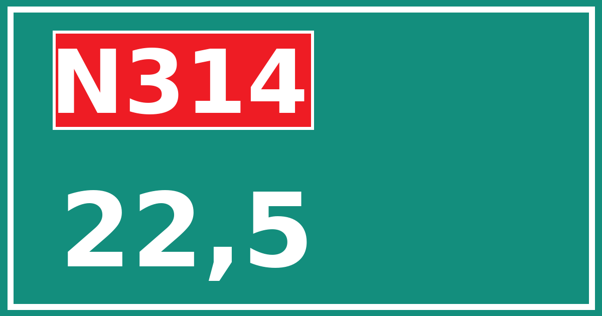 Hectometerbord N314 22,5