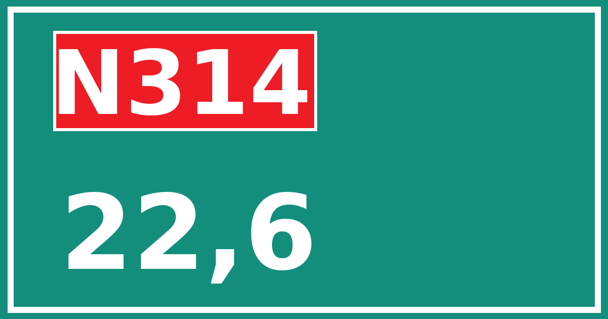 Hectometerbord N314 22,6