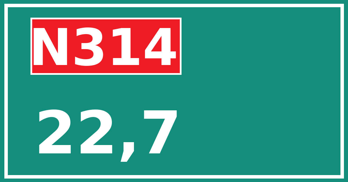 Hectometerbord N314 22,7