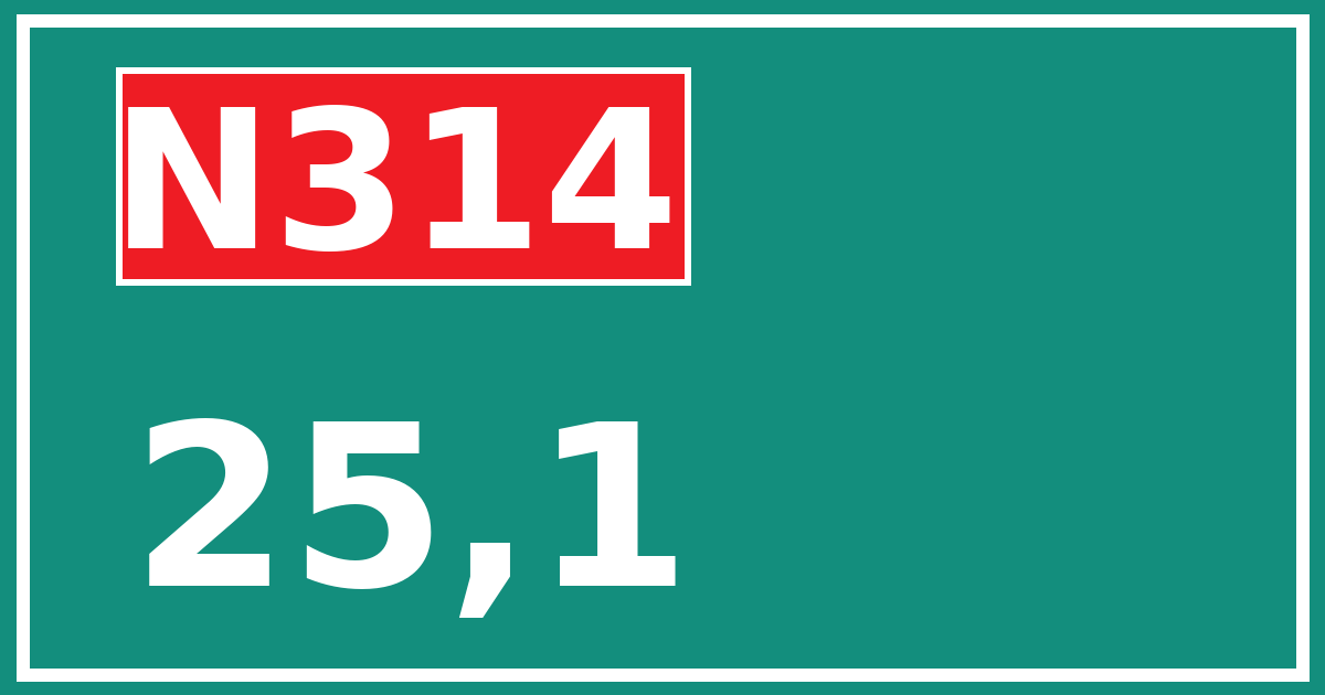 Hectometerbord N314 25,1