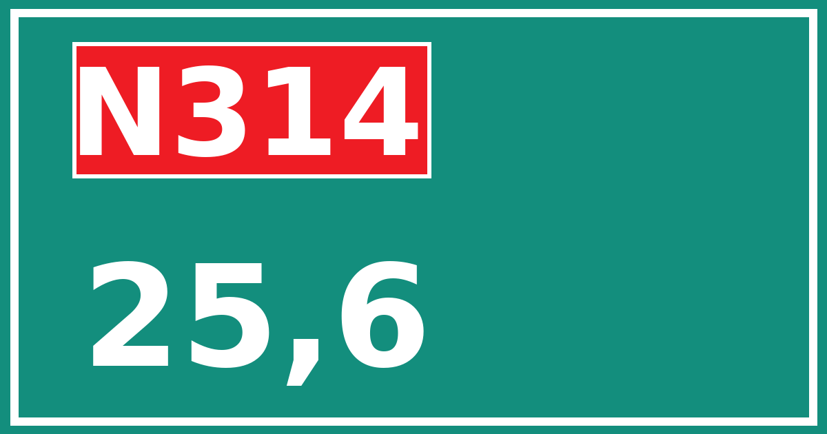 Hectometerbord N314 25,6