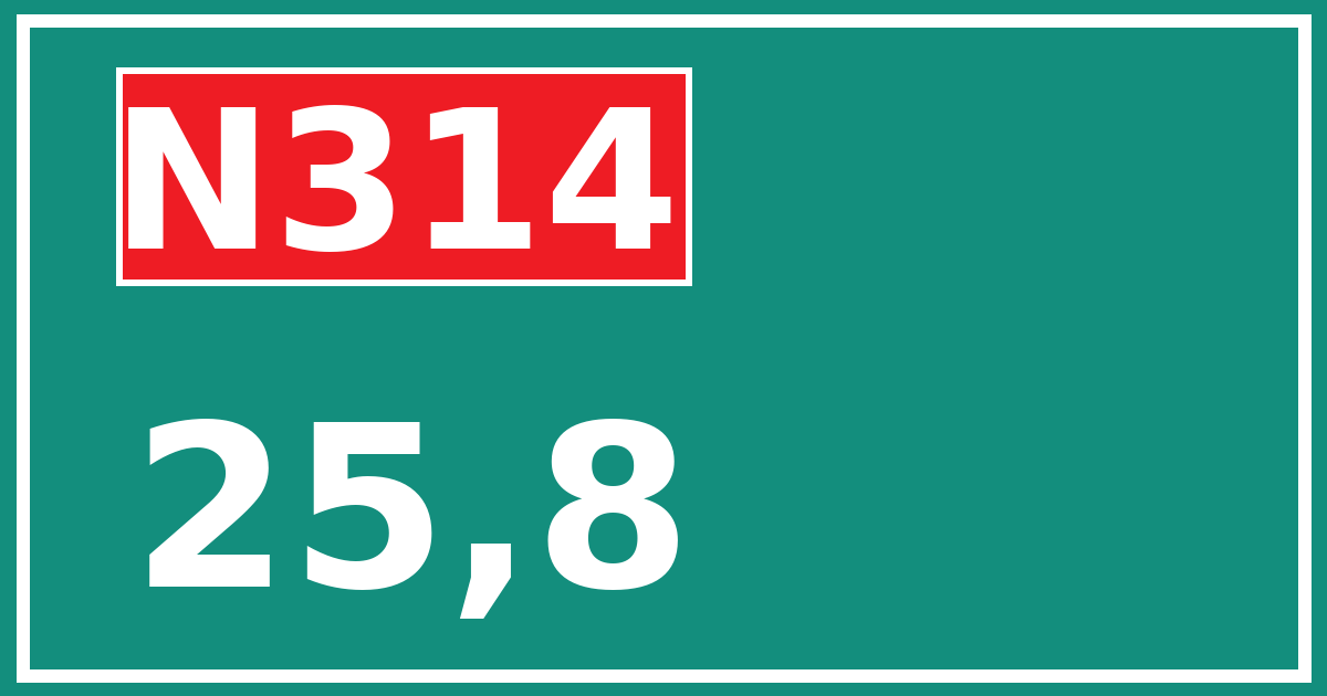 Hectometerbord N314 25,8