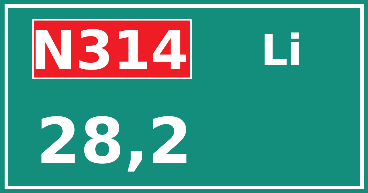 Hectometerbord N314 28,2 zijde Li