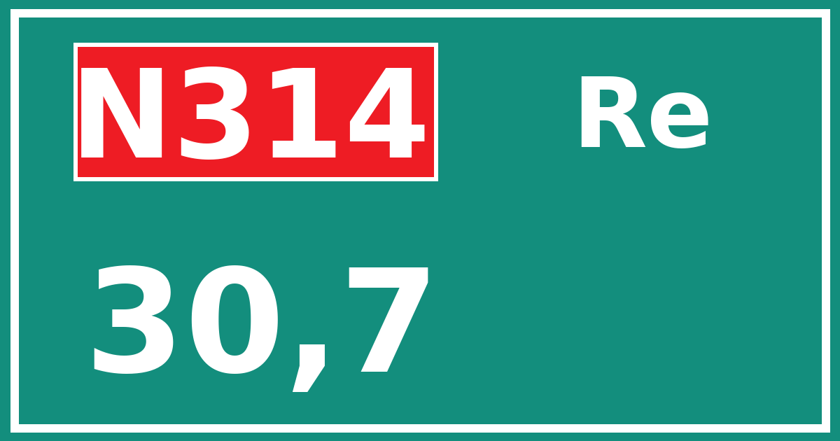 Hectometerbord N314 30,7 zijde Re