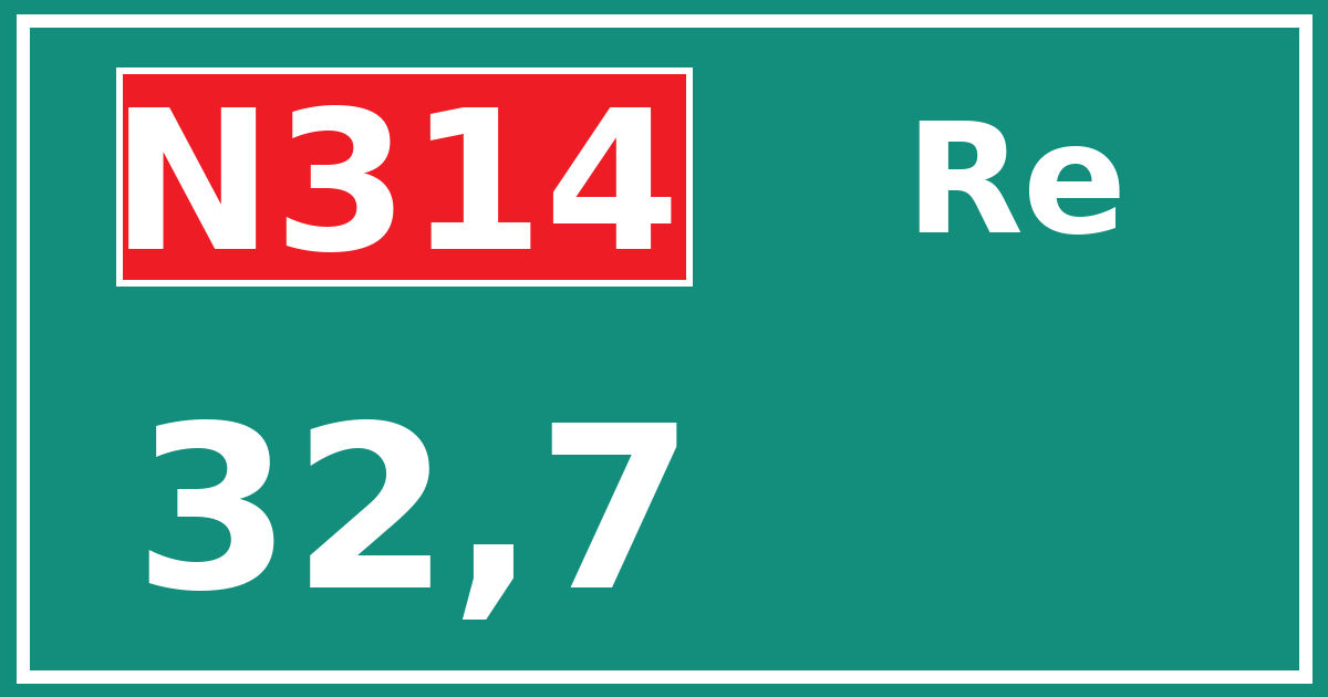 Hectometerbord N314 32,7 zijde Re