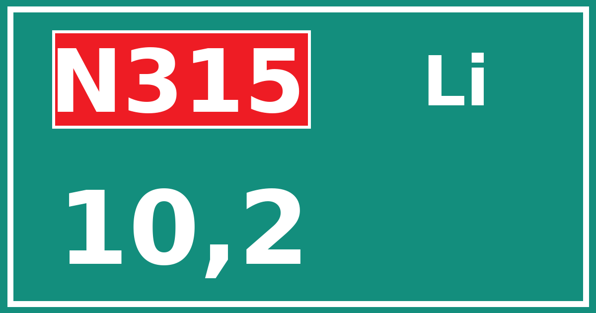 Hectometerbord N315 10,2 zijde Li
