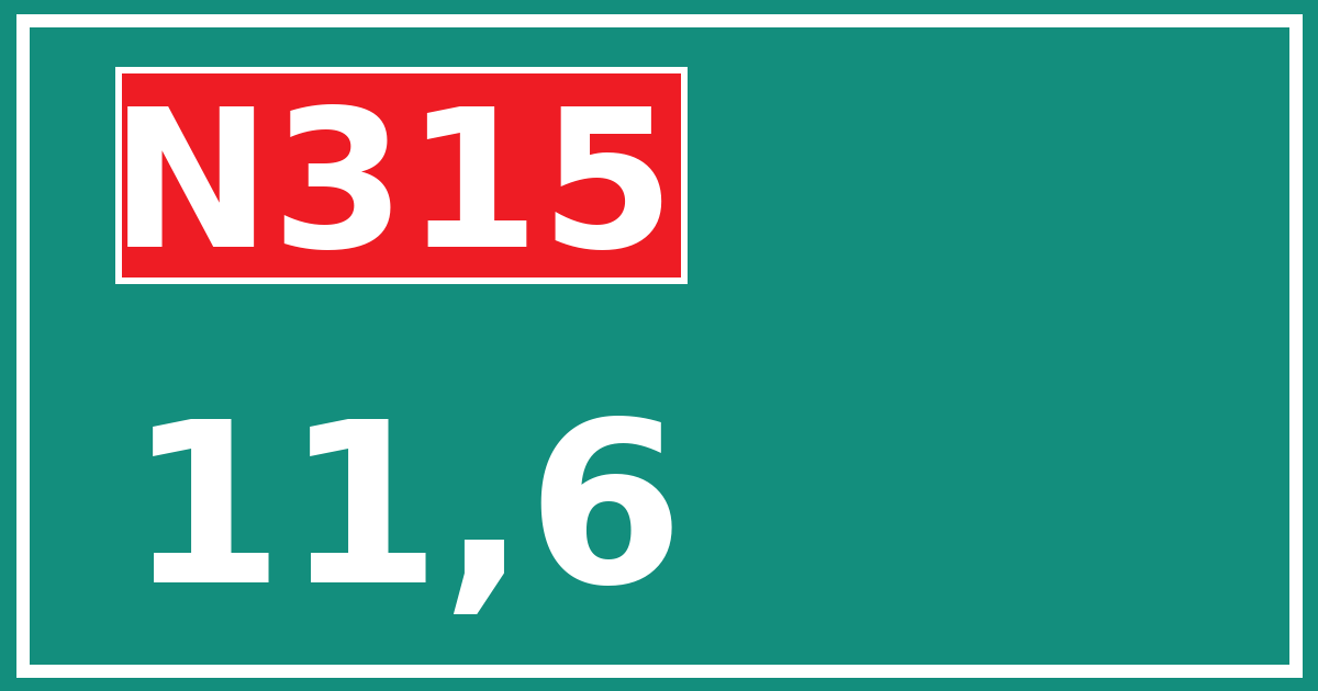 Hectometerbord N315 11,6