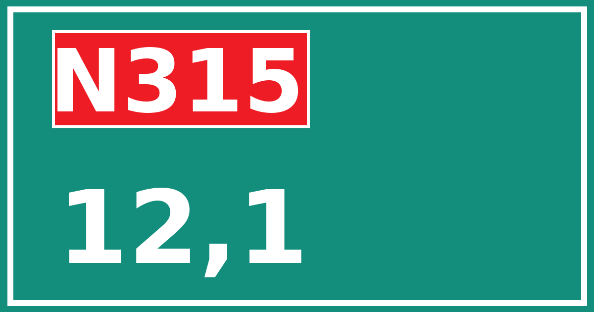 Hectometerbord N315 12,1