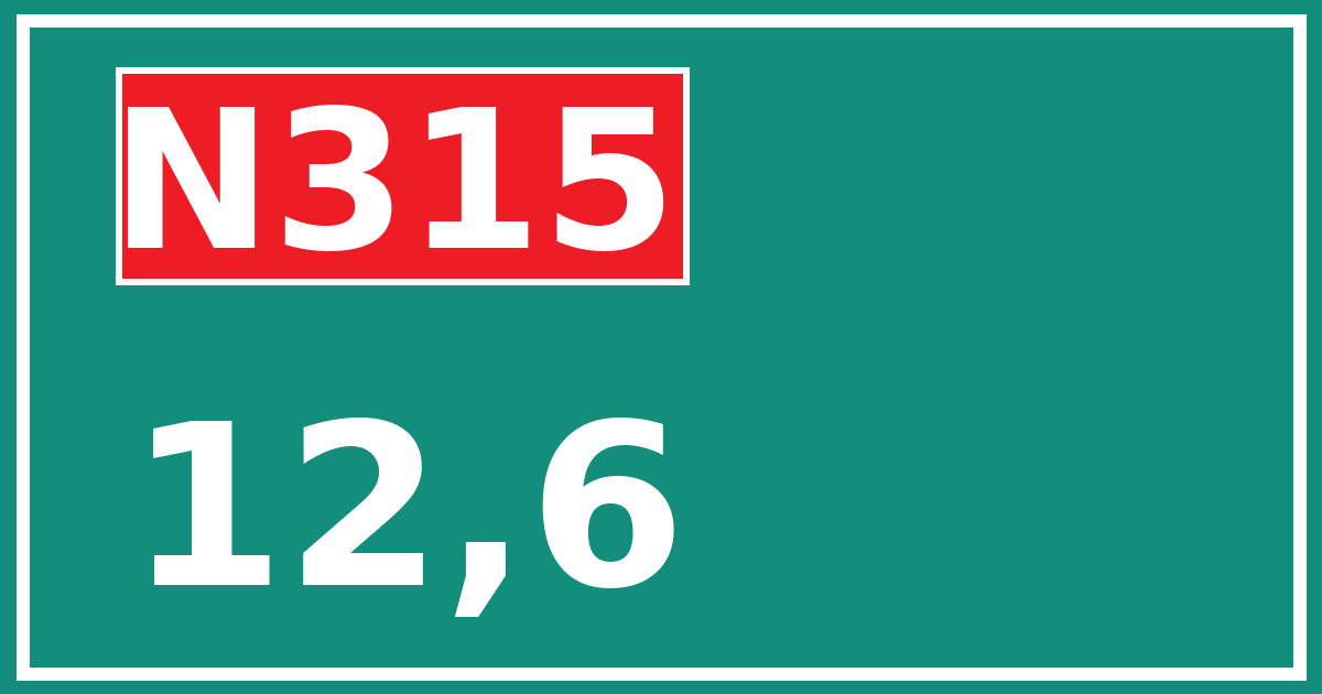 Hectometerbord N315 12,6