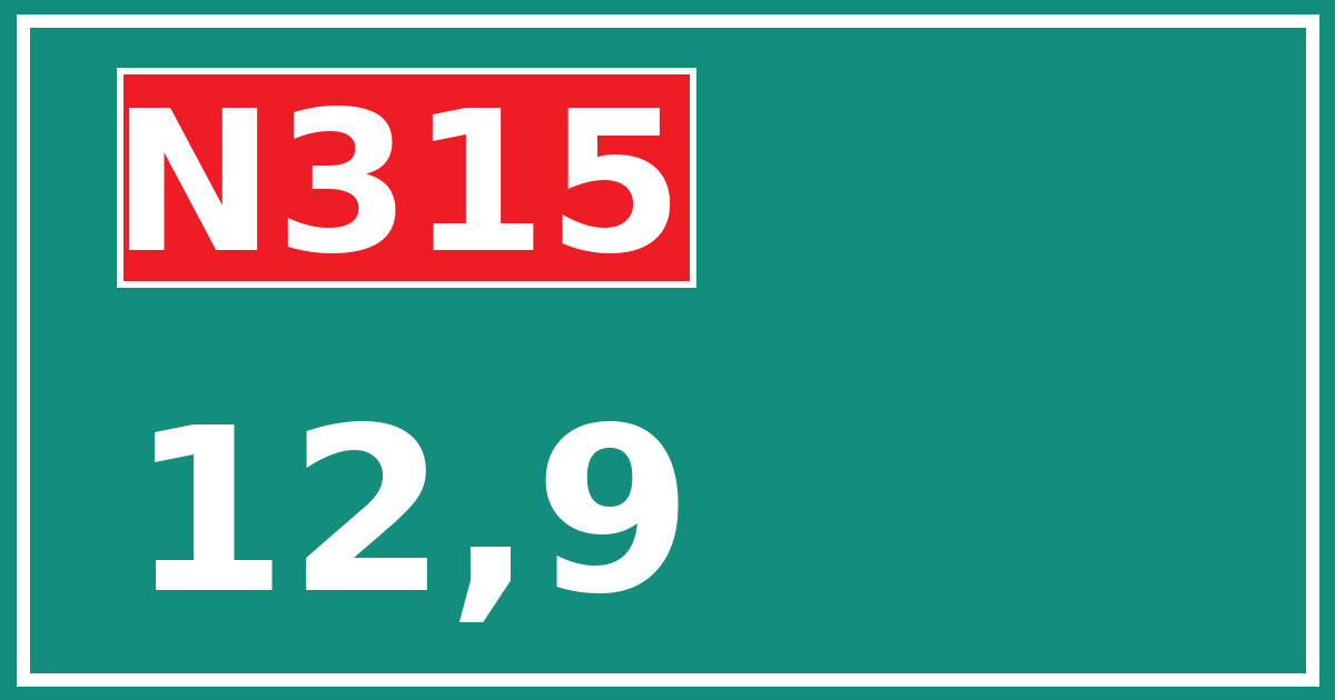 Hectometerbord N315 12,9