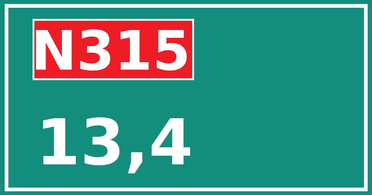 Hectometerbord N315 13,4