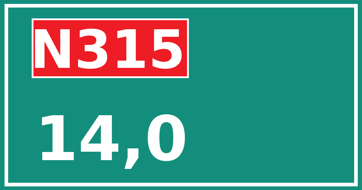 Hectometerbord N315 14,0
