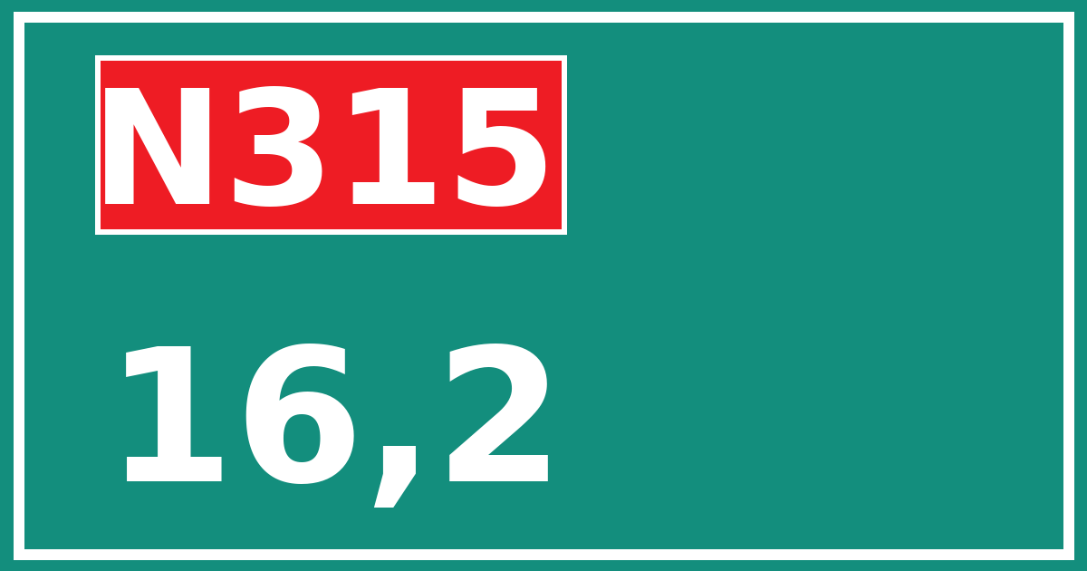 Hectometerbord N315 16,2