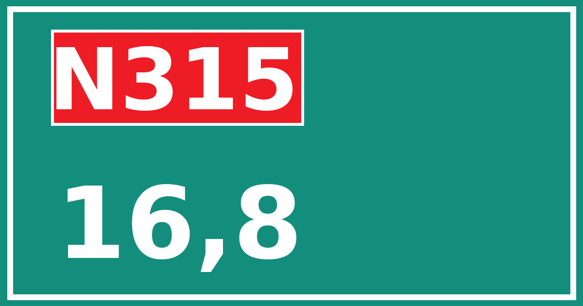 Hectometerbord N315 16,8