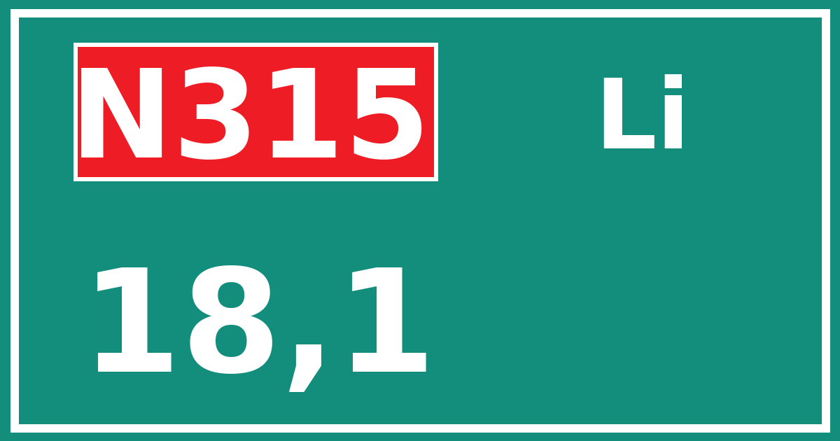 Hectometerbord N315 18,1 zijde Li