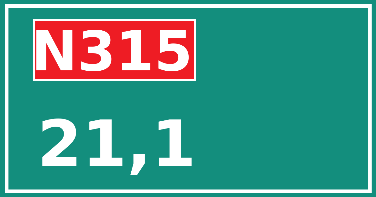 Hectometerbord N315 21,1