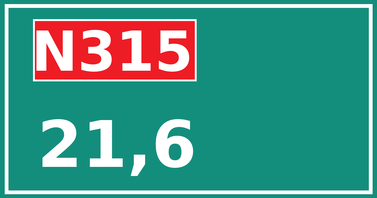 Hectometerbord N315 21,6