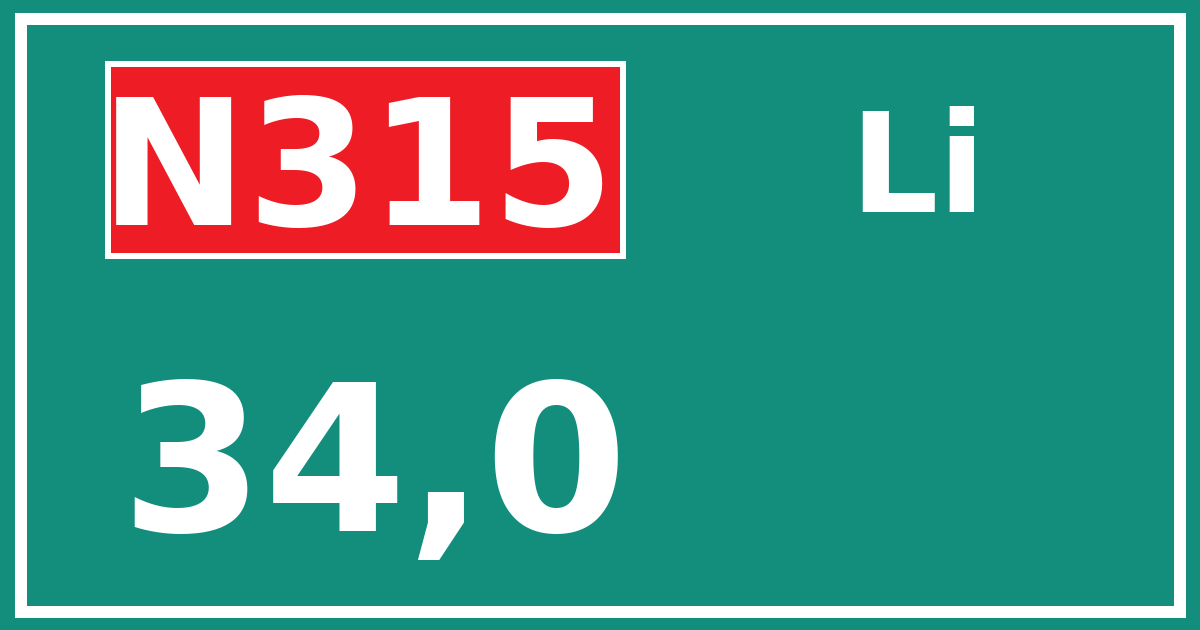 Hectometerbord N315 34,0 zijde Li
