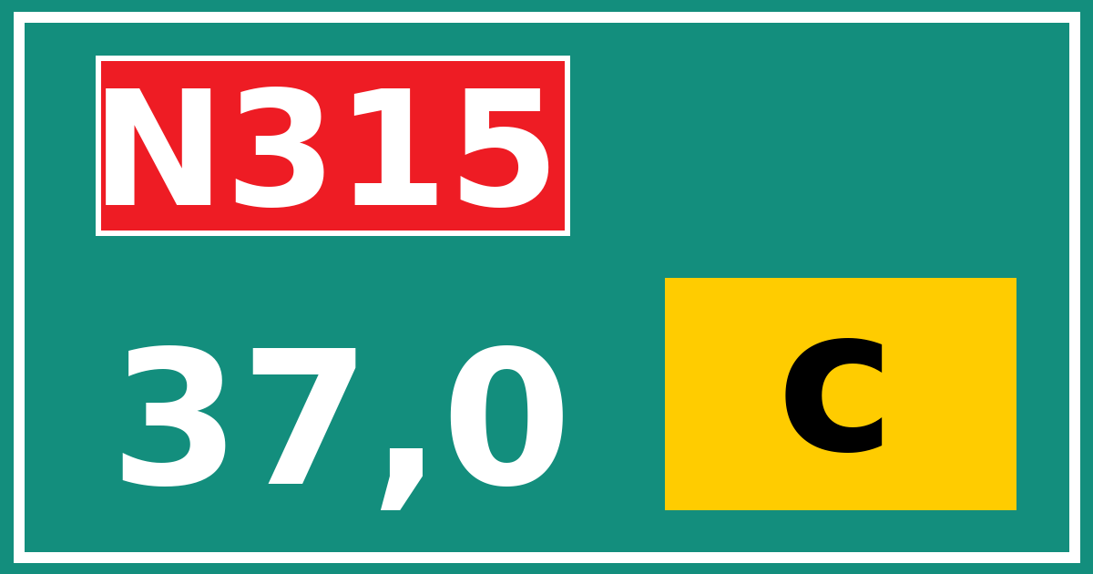 Hectometerbord N315 37,0 letter c