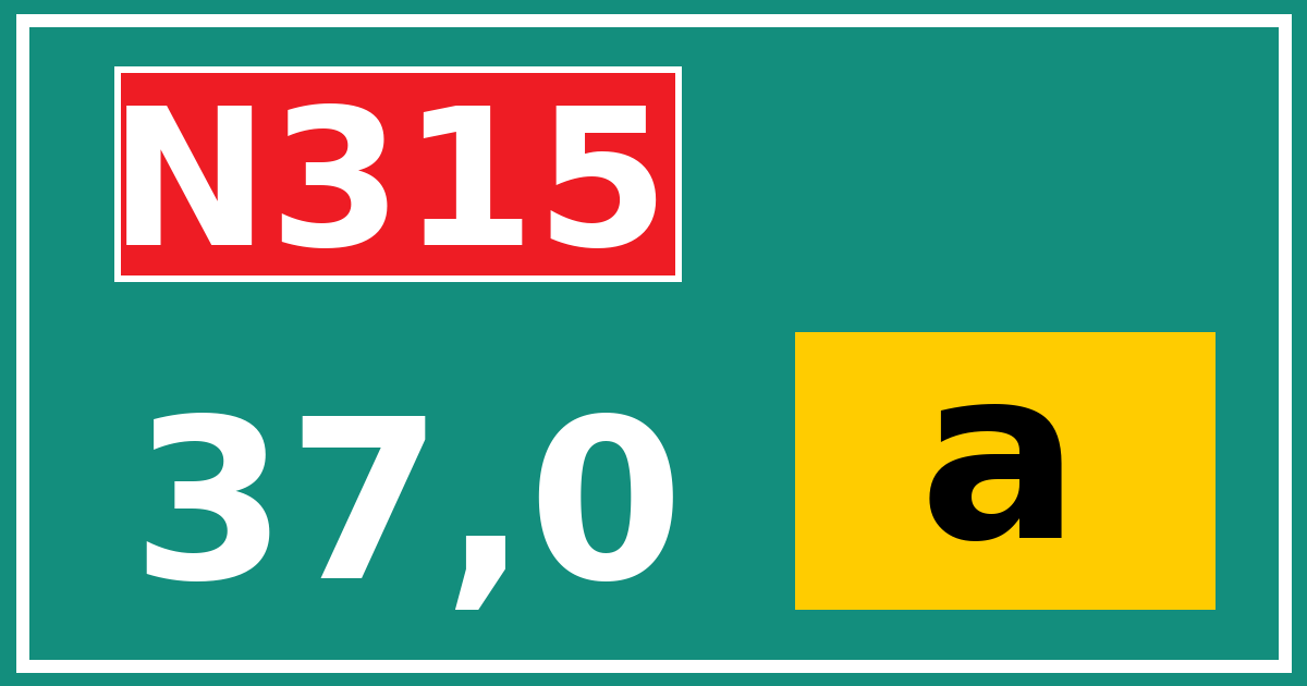 Hectometerbord N315 37,0 letter a
