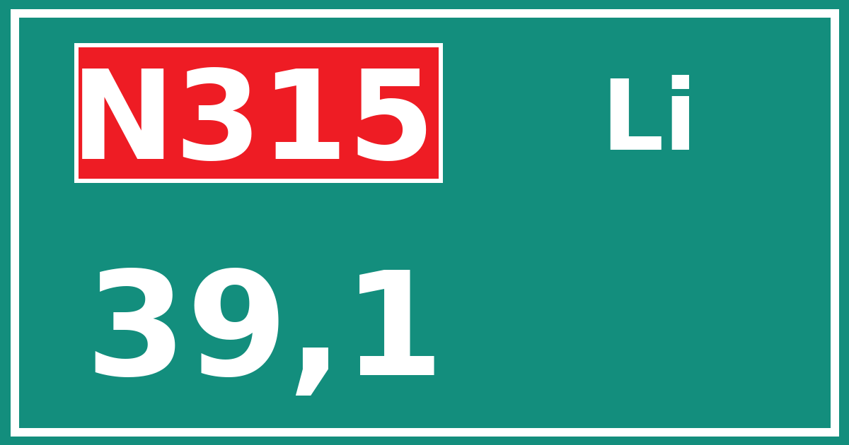 Hectometerbord N315 39,1 zijde Li