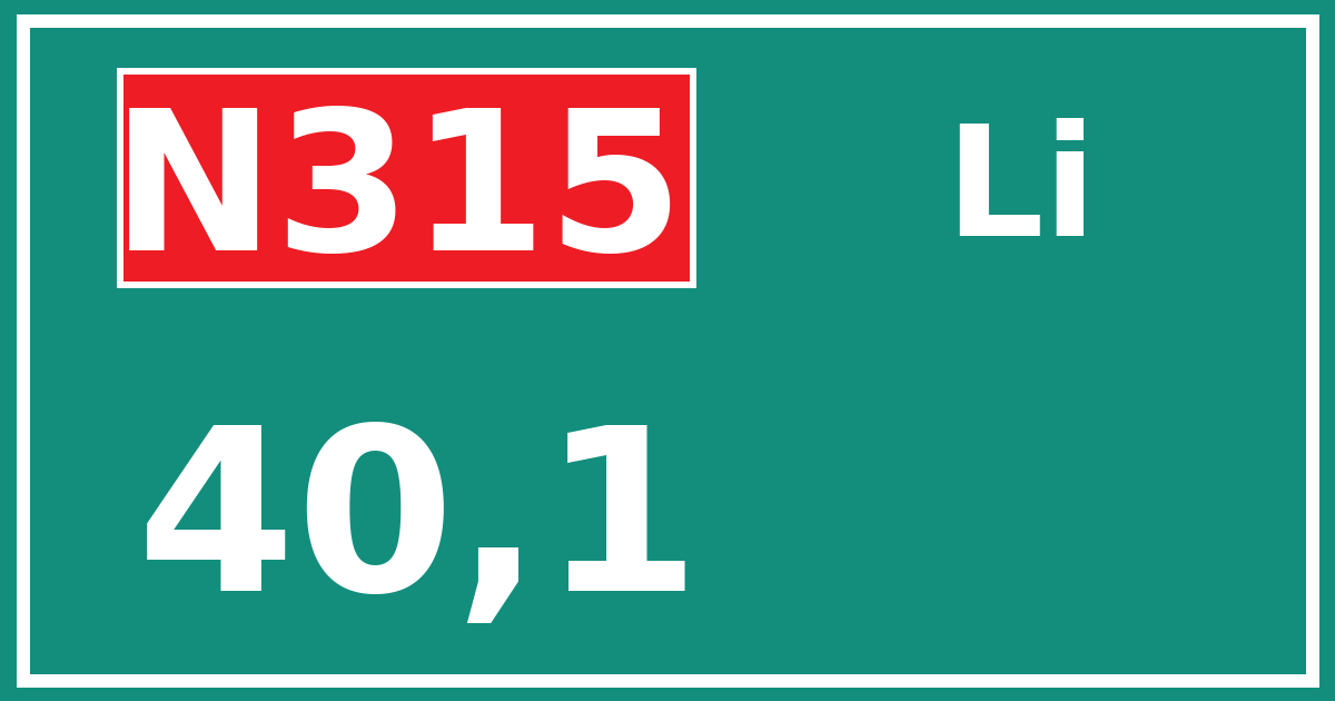 Hectometerbord N315 40,1 zijde Li