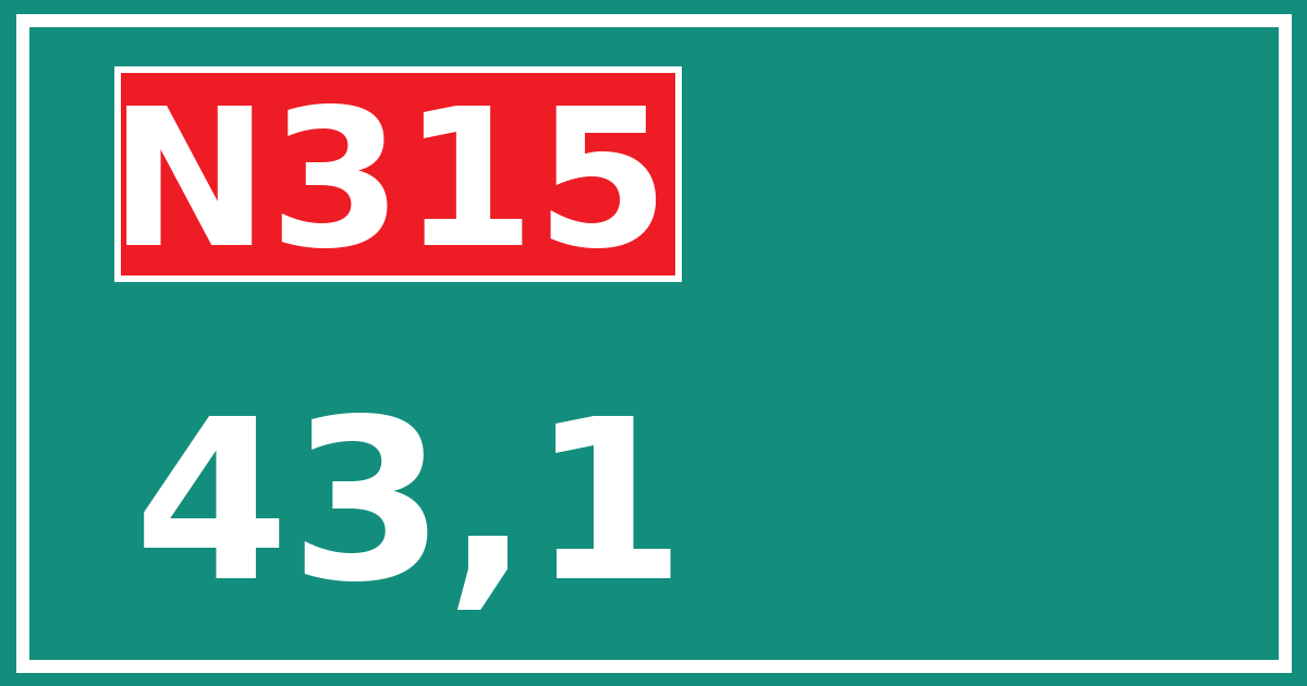 Hectometerbord N315 43,1