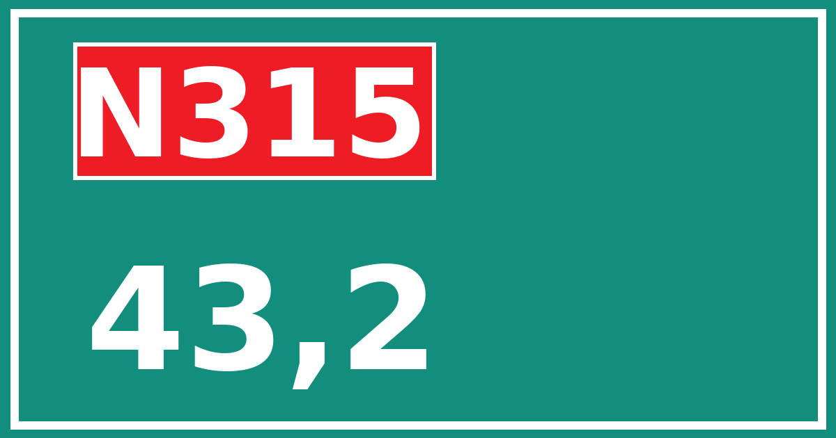 Hectometerbord N315 43,2