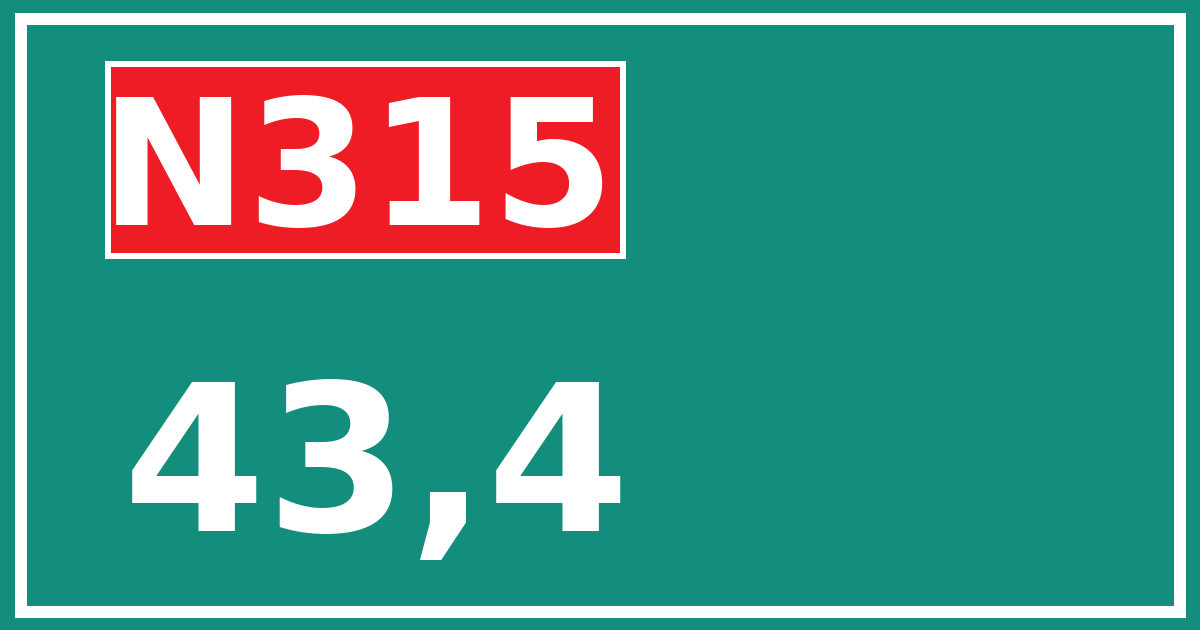 Hectometerbord N315 43,4