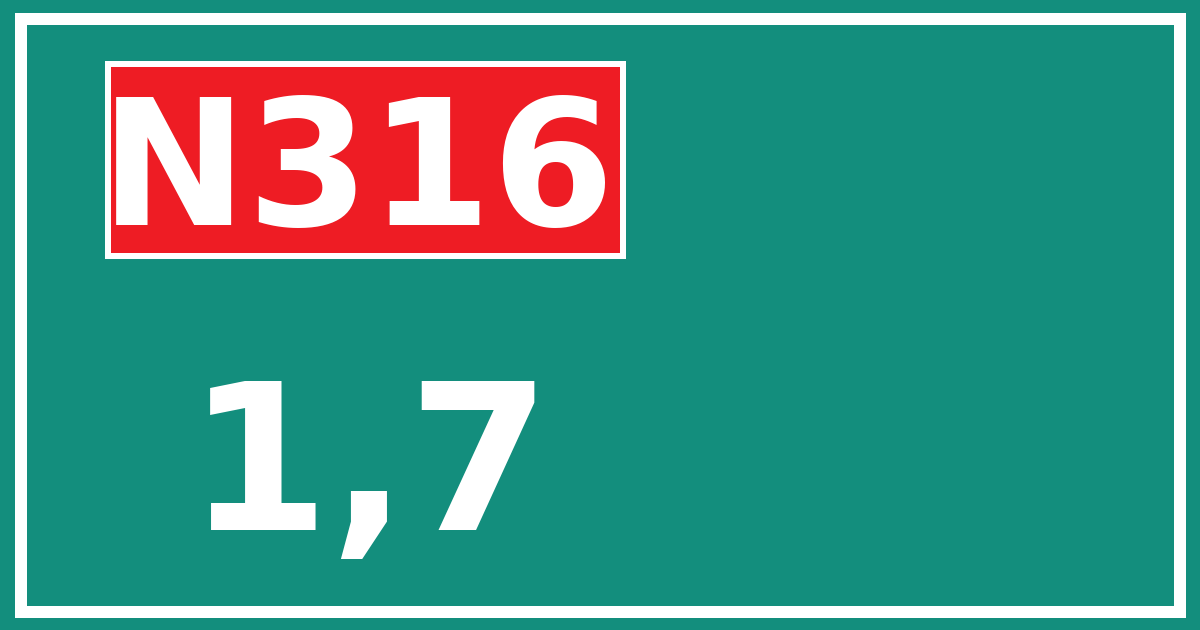 Hectometerbord N316 1,7
