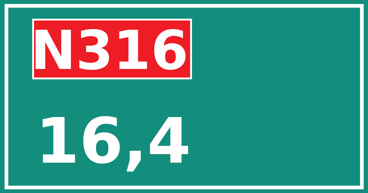 Hectometerbord N316 16,4