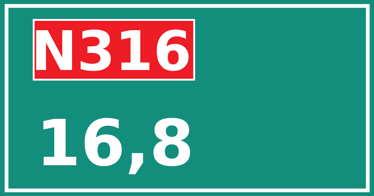 Hectometerbord N316 16,8