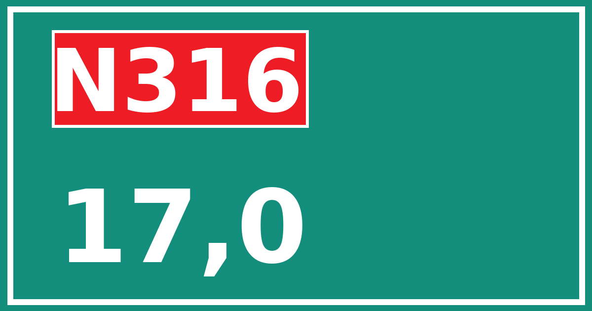 Hectometerbord N316 17,0