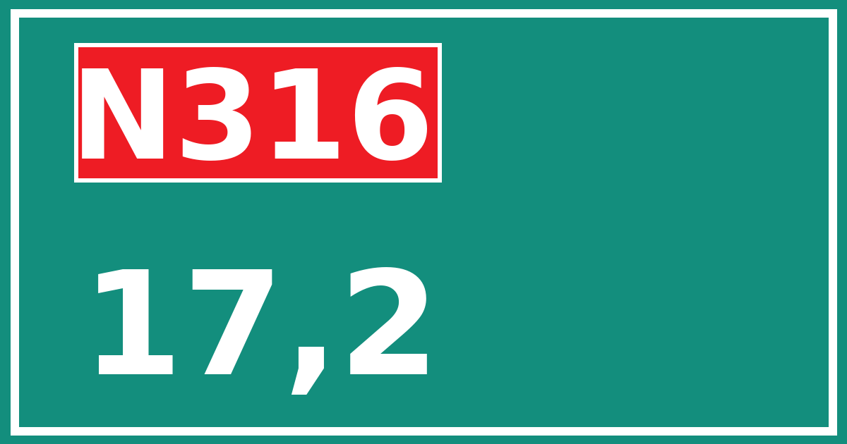 Hectometerbord N316 17,2