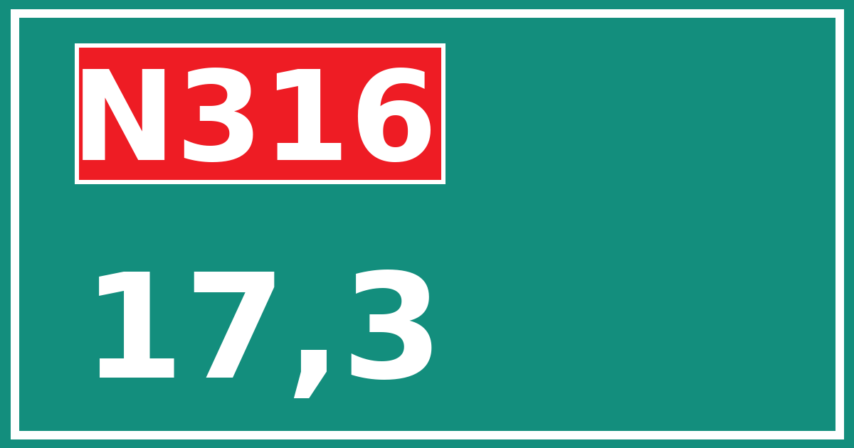 Hectometerbord N316 17,3