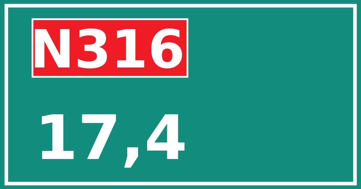 Hectometerbord N316 17,4