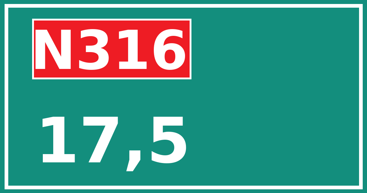 Hectometerbord N316 17,5
