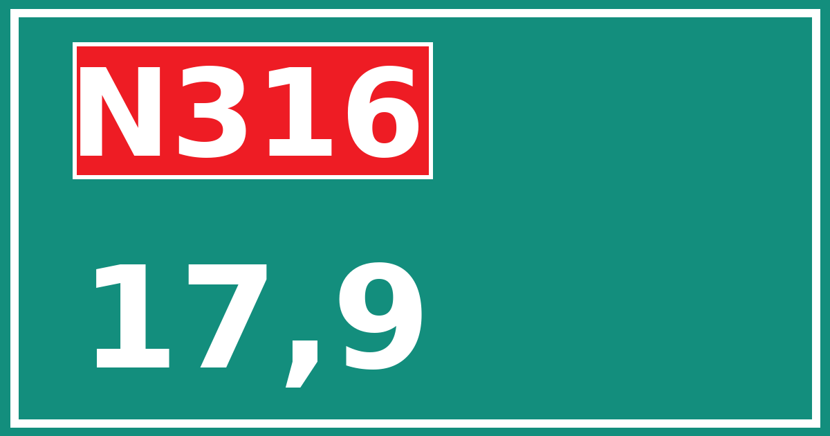 Hectometerbord N316 17,9