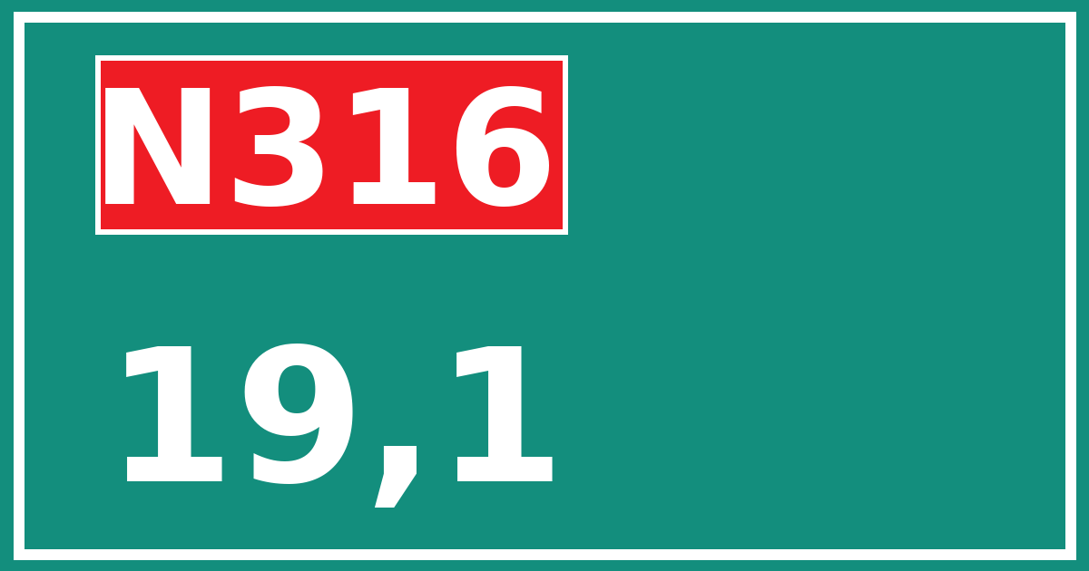 Hectometerbord N316 19,1