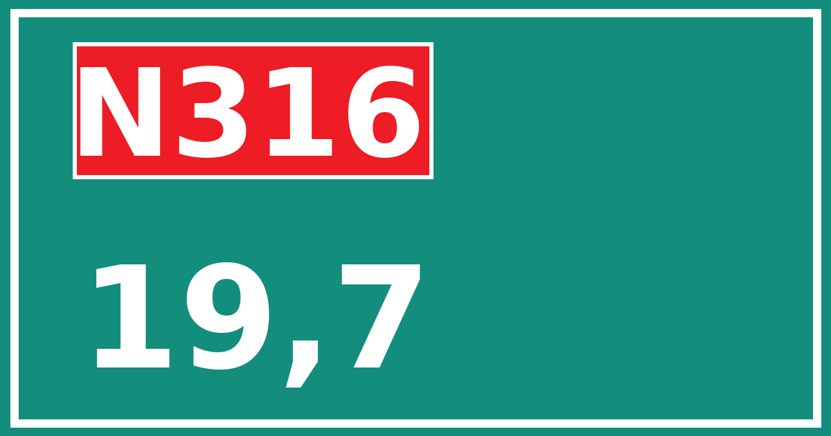 Hectometerbord N316 19,7