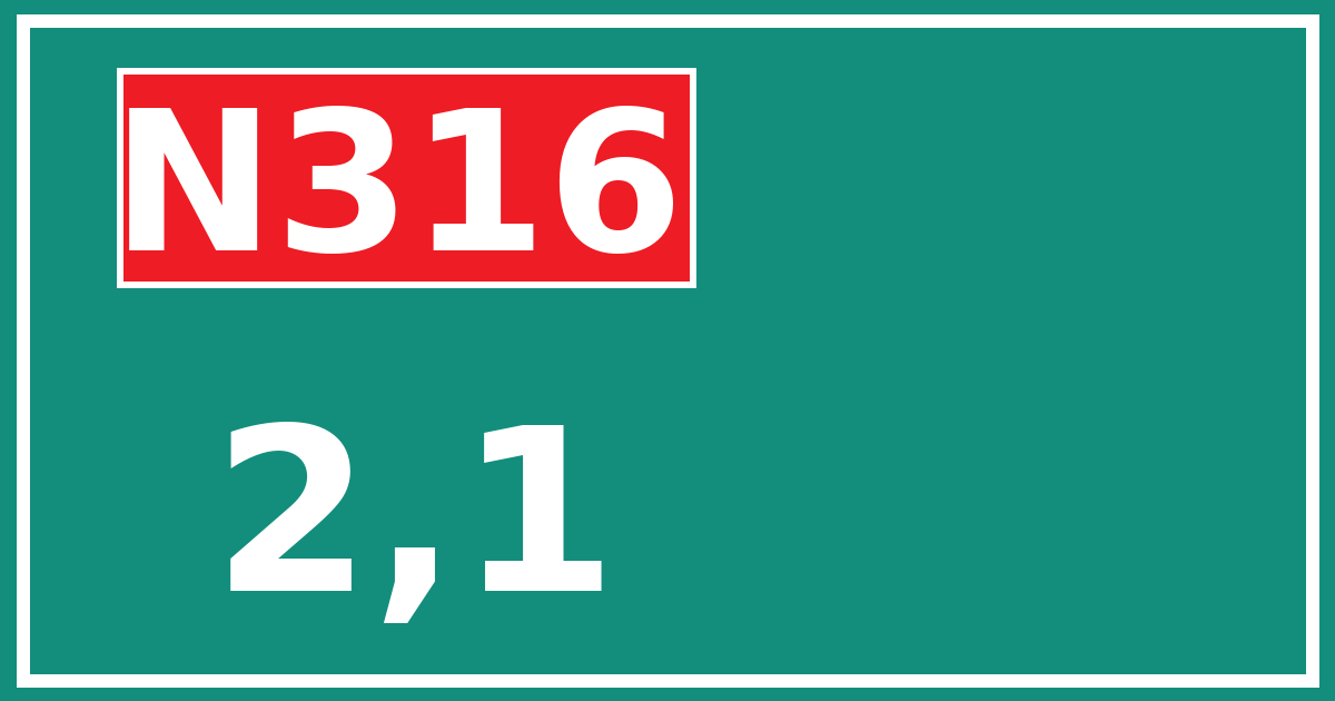 Hectometerbord N316 2,1