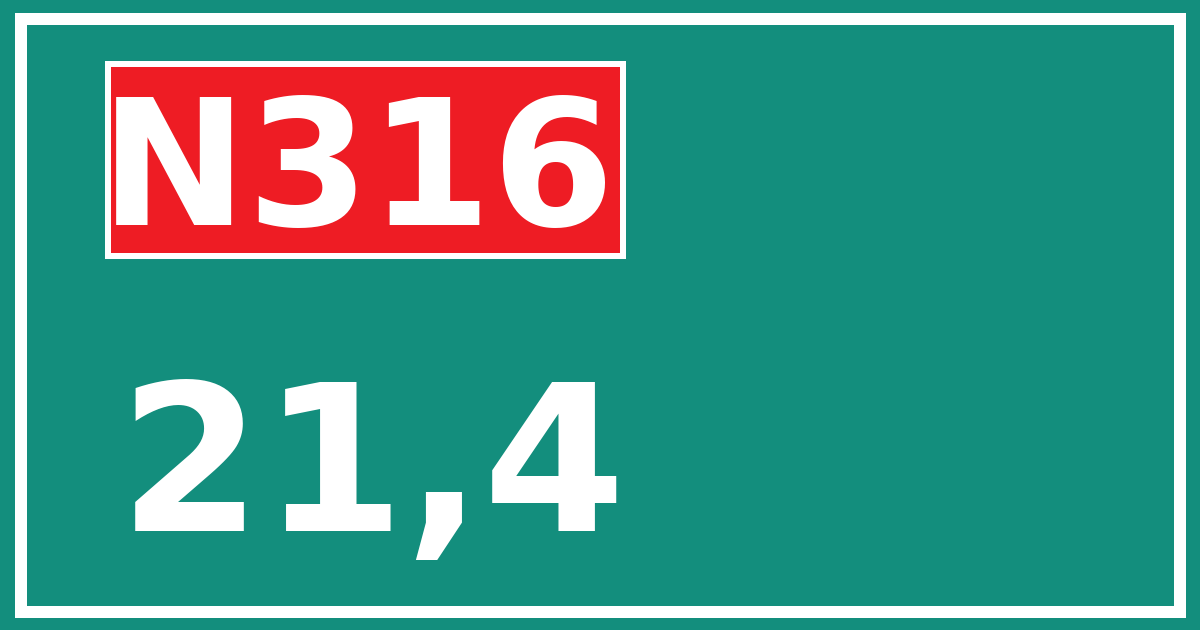 Hectometerbord N316 21,4