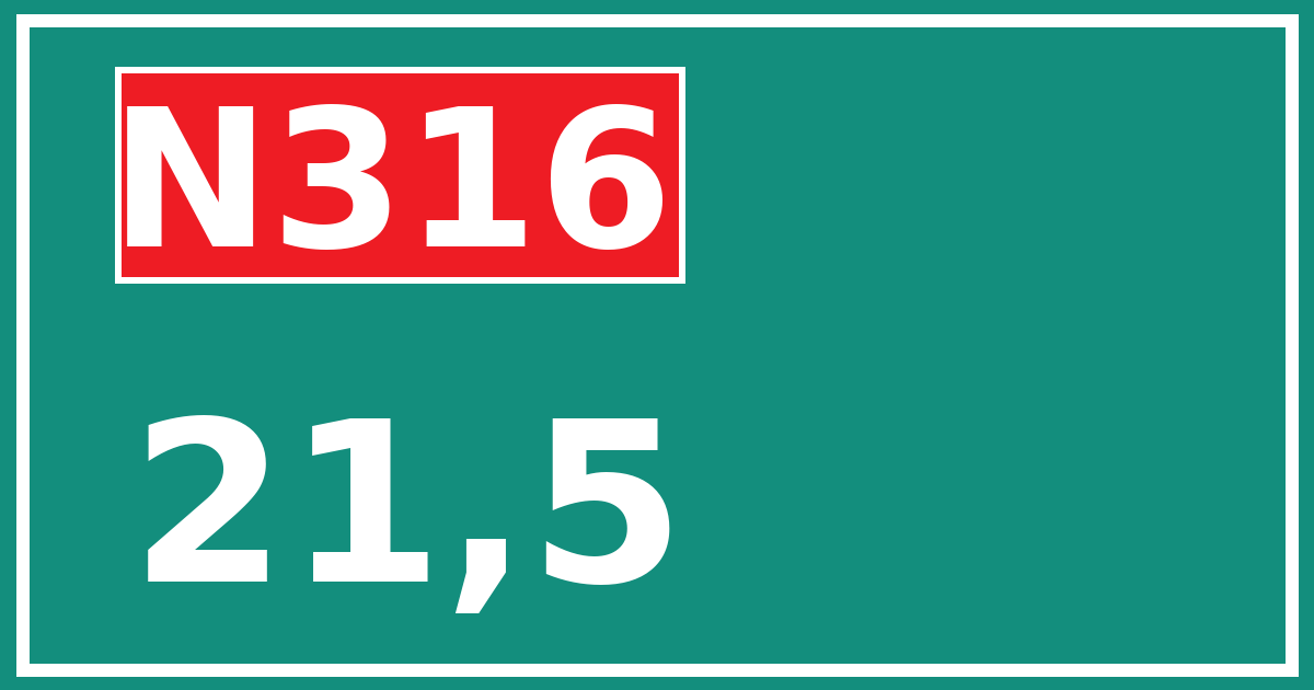 Hectometerbord N316 21,5