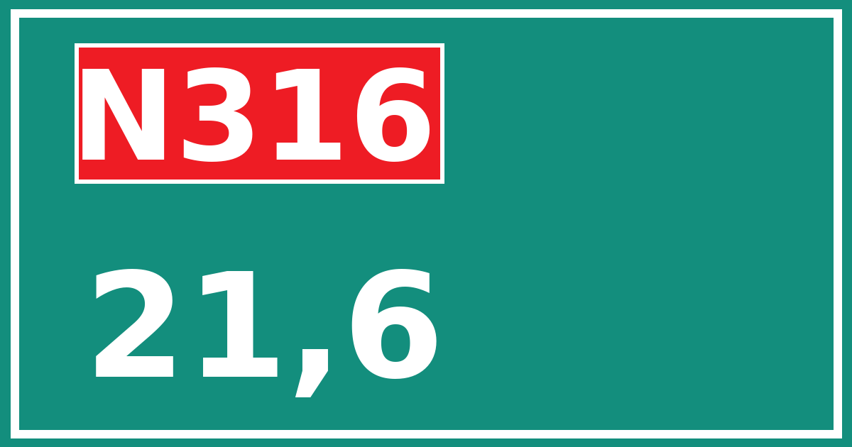 Hectometerbord N316 21,6