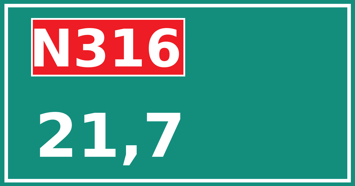 Hectometerbord N316 21,7
