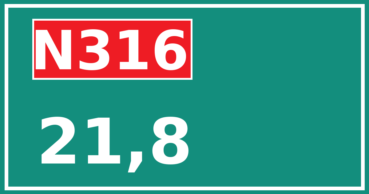 Hectometerbord N316 21,8