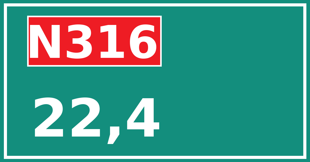 Hectometerbord N316 22,4