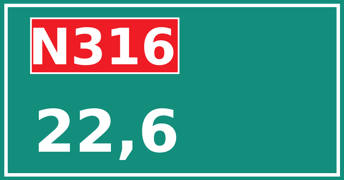 Hectometerbord N316 22,6