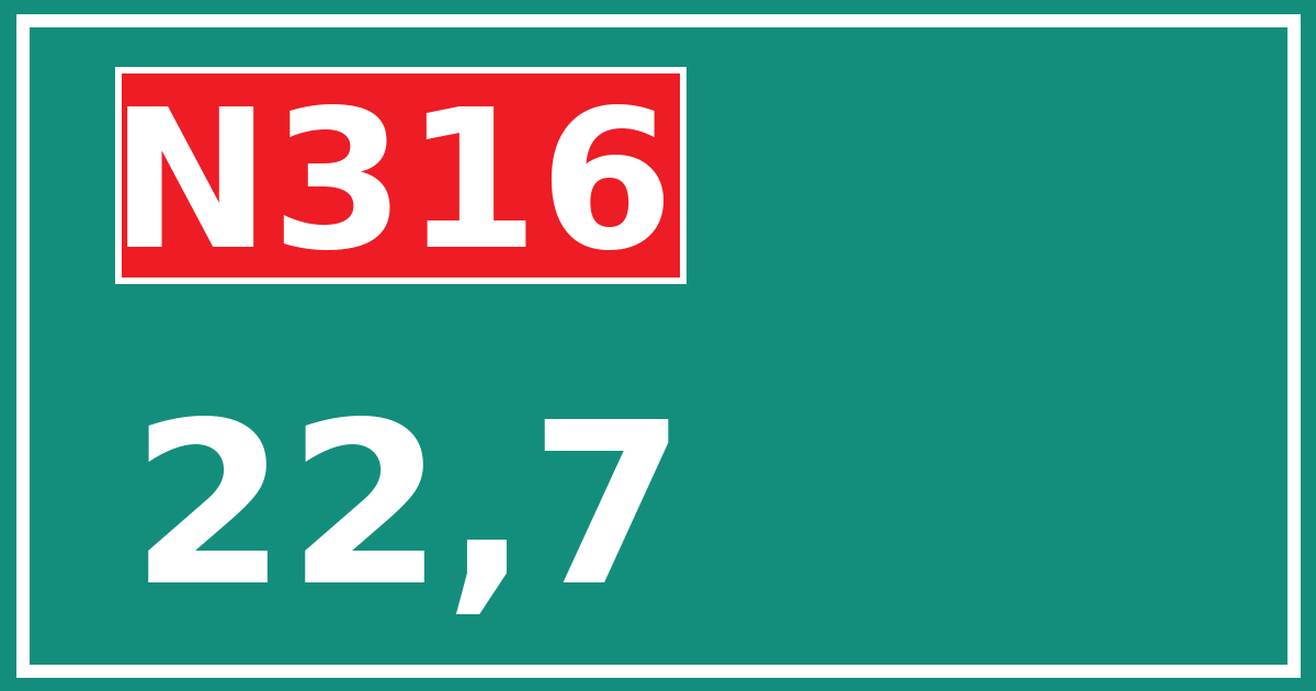 Hectometerbord N316 22,7